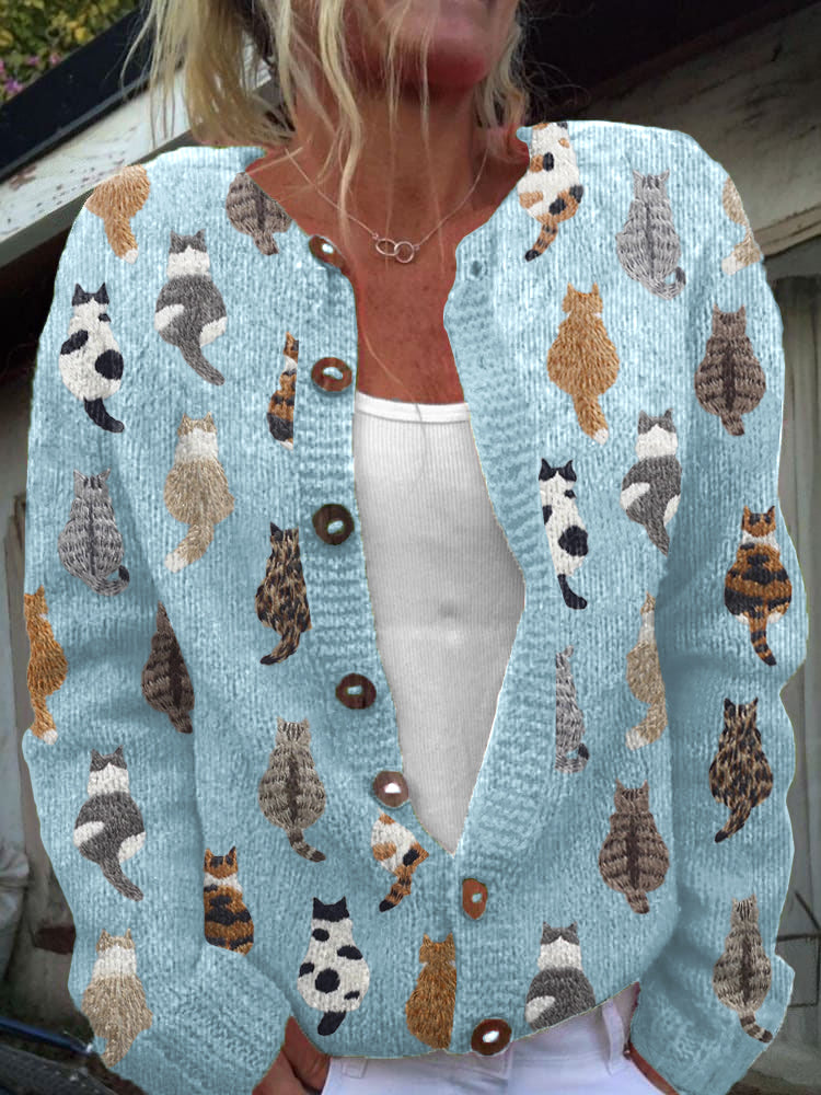 Charlotte | Playful Cat Knit Cardigan