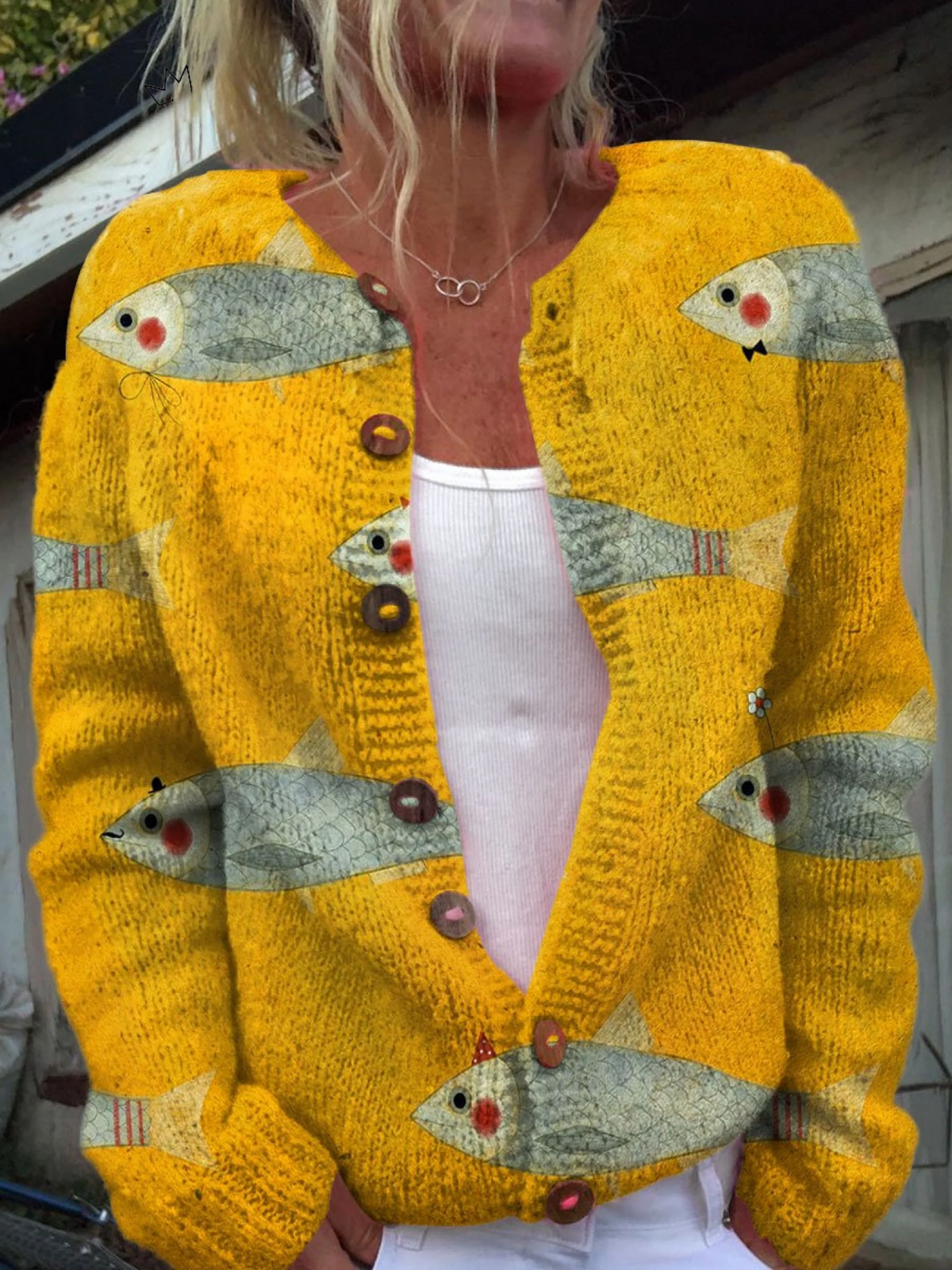 Anouk | Artistic Print Knit Cardigan