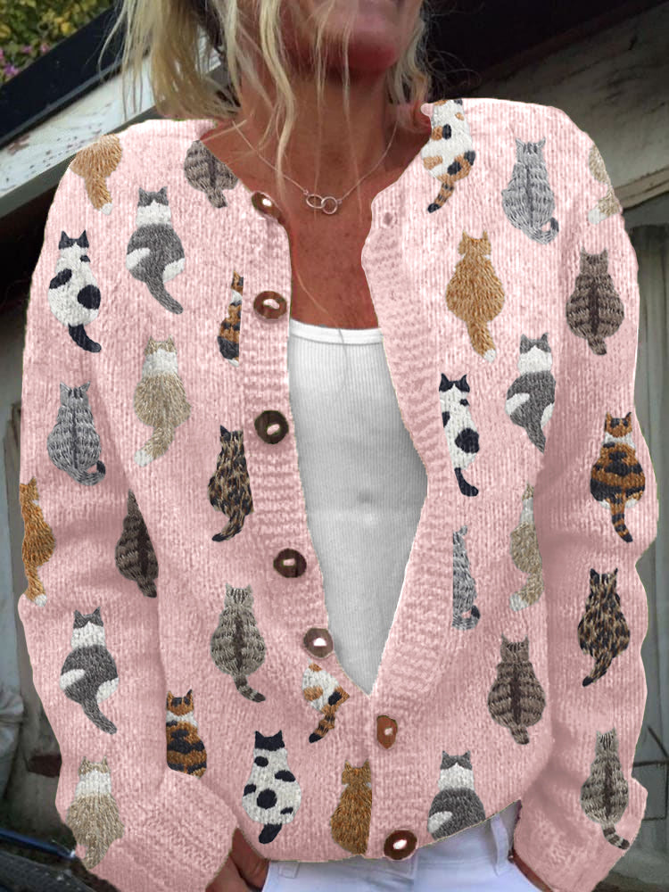 Charlotte | Playful Cat Knit Cardigan