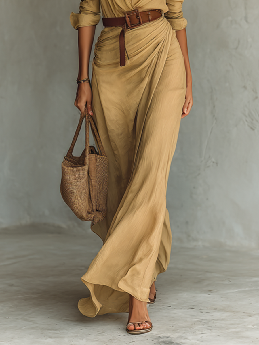 The Celestia Draped Shirt Dress