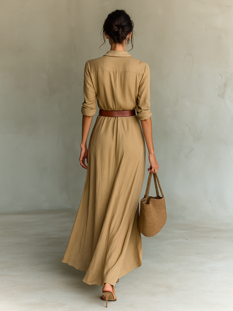 The Celestia Draped Shirt Dress