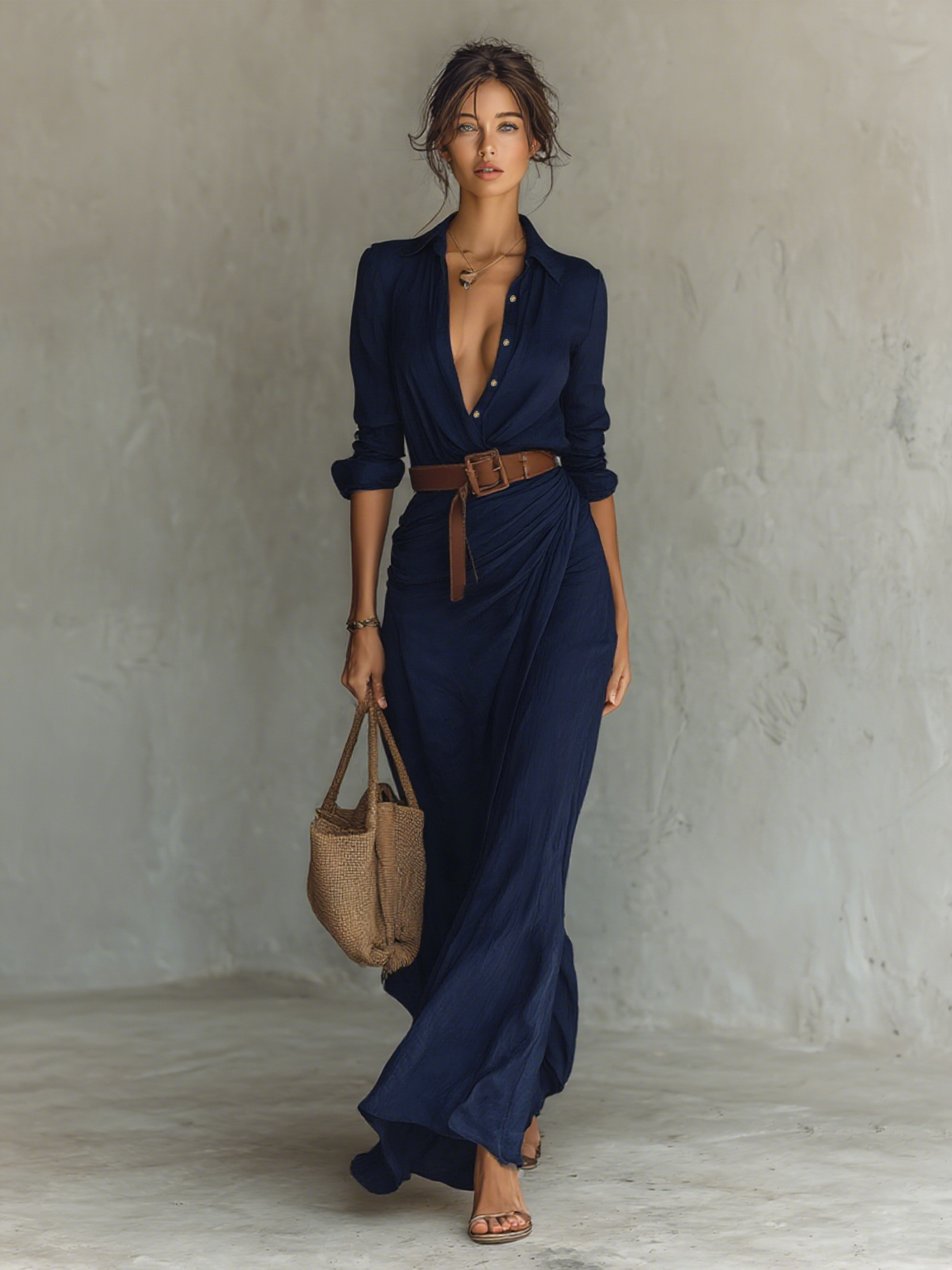 The Celestia Draped Shirt Dress