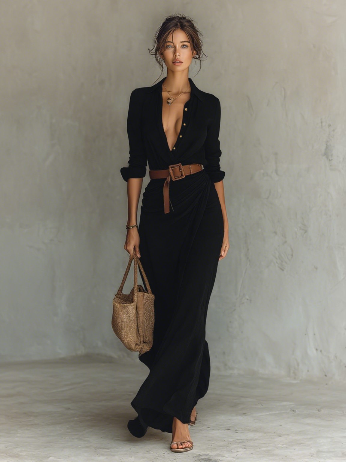 The Celestia Draped Shirt Dress